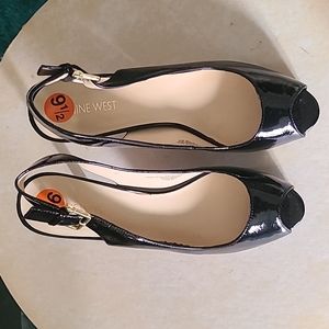 Nine West Black Patent Leather Platforms, size 9 1/2